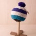 baby pompom knitted striped Bobble hat in blue