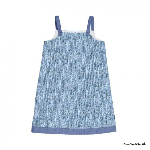 A-Line Strap Dress blue chevron
