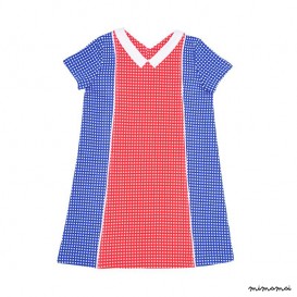 Collar T Dress blue and pink