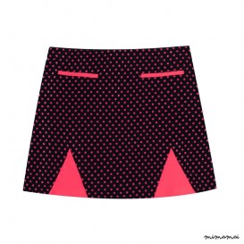 Contrast Triangle Skirt neon pink dots