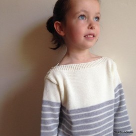 Children's knitted Stripe Jumper -cream & Grey