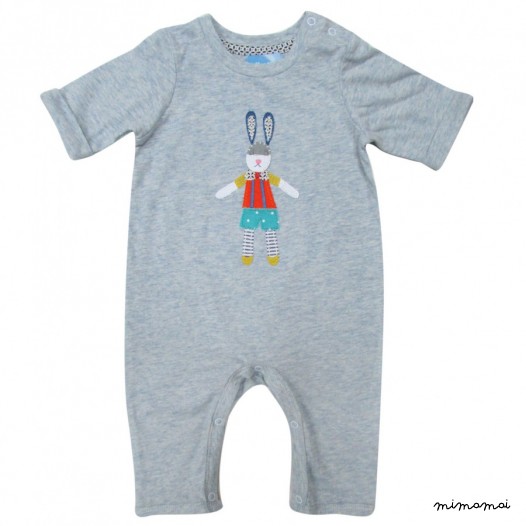Patchwork Bunny Blue Romper