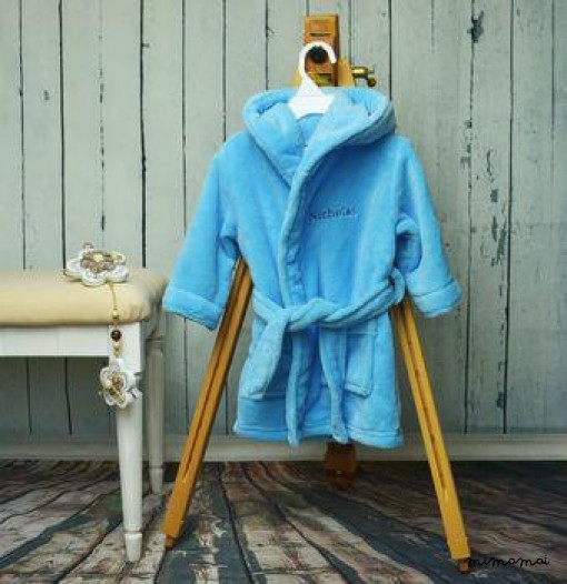 Personalised Blue Baby Robe