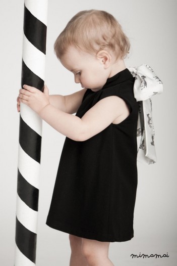 Black woolen Zebra ribbon dress