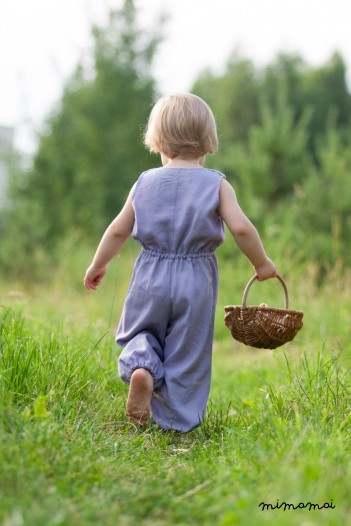 Linen overalls with Peter Pan collar