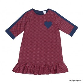 Frill Panel Dress red and navy