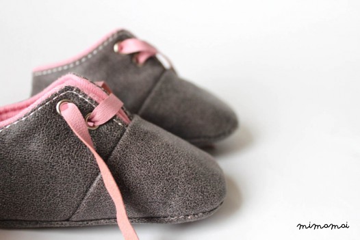 6 - 12 Months Slippers / Baby Shoes Lamb Leather Pink Gray Owo SHOES