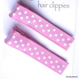 Small Dots on Light Pink Hairclips