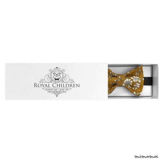 Child mustard-coloured and white "Liberty" pattern bow tie, cotton