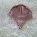 Baby girl hat, handmade knitwear of organic cotton, pale rose