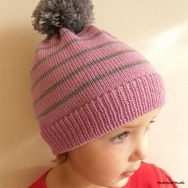 Woollen knitted hat/ Lilac & Grey