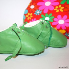 18-24 months Slippers / Baby Shoes Lamb Leather Green