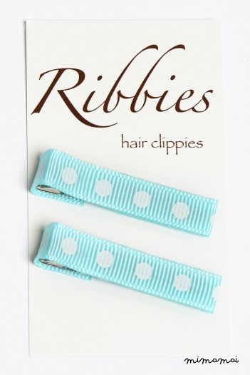 Pair of Kiera Blue with Dots hairclips