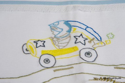 baby linen sheet pillowcase hand embroidered light blue lace cradle stroller