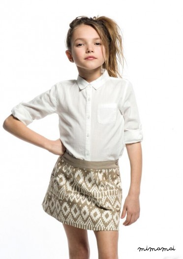 Beige printed skirt