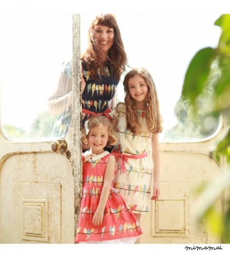Girls Penny Dress in Pink Budgies