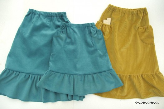 Natural cord ruffled skirt