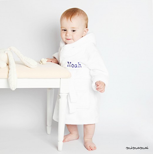 Personalised White Fleece Baby Robe2