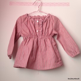 Pink striped cotton blouse, Baby&Toddler blouse, Girls blouse, Little girl clothing