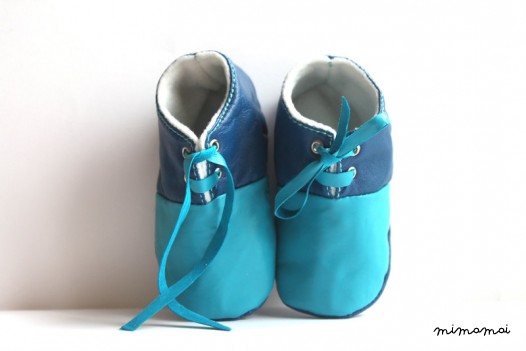 3-6 Months Slippers / Baby Shoes Lamb Leather Blue