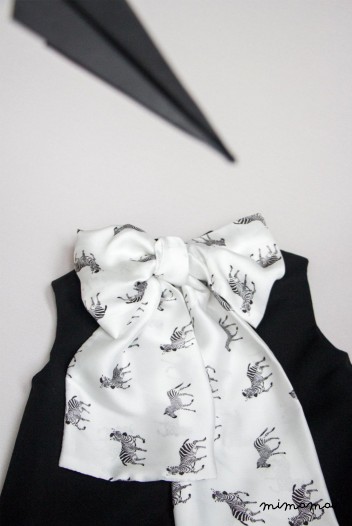 Black woolen Zebra ribbon dress