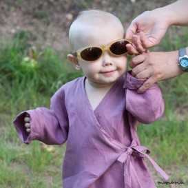 Linen fuchsia violet wrap blouse