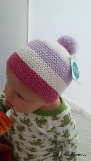 beb&egrave; in maglia vintage zebrato berretto con Pompon