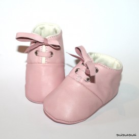 6 - 12 Months Slippers / Baby Shoes Lamb Leather Pastel Pink