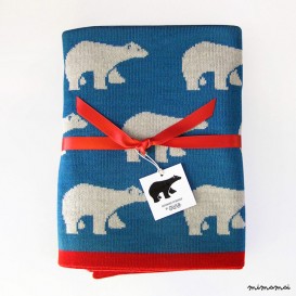 Baby Blanket Merino pura lana &middot; Blu Throw Blanket &middot; Orsi polari stampa