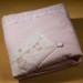 hand embroidered baby girl's blanket Ηappy clothes horses light rose and white