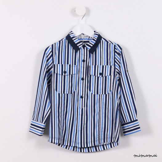 Long-sleeved workboy Shirt blue stripes