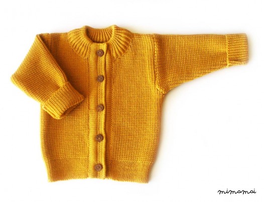Babies/Children's Virgin wool round neck Cardigan with handmade oak buttons