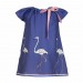 Ivy Dress, Large Flamingo, Blue