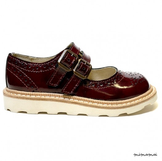 Lou Lou double buckly Mary Janes cherry
