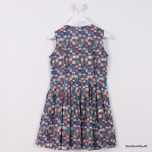 Pleated Shirtdress blue and maroon