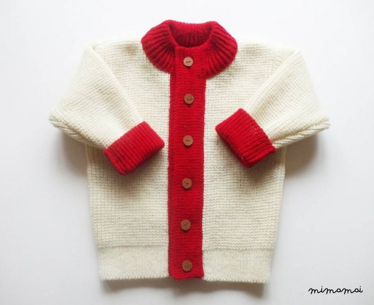 Babies/Children's knitted lambswool crew neck Cardigan with oak buttons/jacket