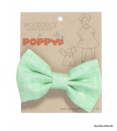 Bow Clip in Green Linen