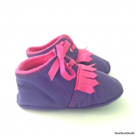 12-18 Months Slippers / Baby Shoes Lamb Leather Purple Pink