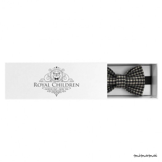 Child black and white checked bow tie, wool
