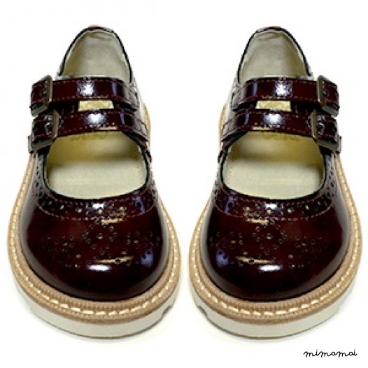 Lou Lou double buckly Mary Janes cherry