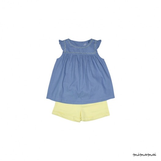 Blouse &agrave; volants denim Violette