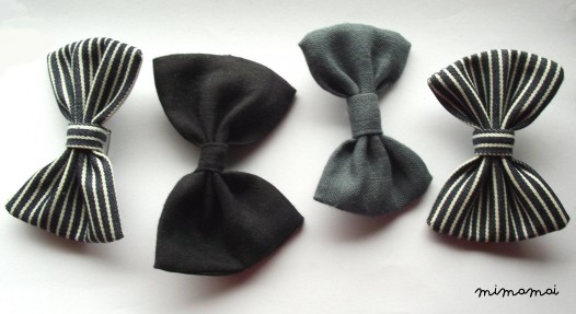 Linen bow tie pin brooch