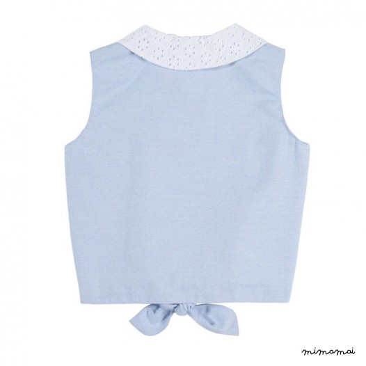 Tie-Front Top light denim