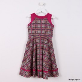 Pleated Dress with Frill purple and black
