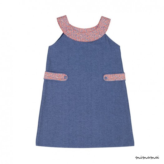 U-Neck Epaulette Dress dark denim