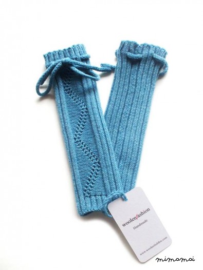 Babies/Children's/Toddlers knitted merino wool ribbed-lace leg warmers/2x2