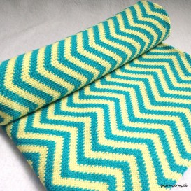 Baby Knit Blanket/Lemon & Turquoise