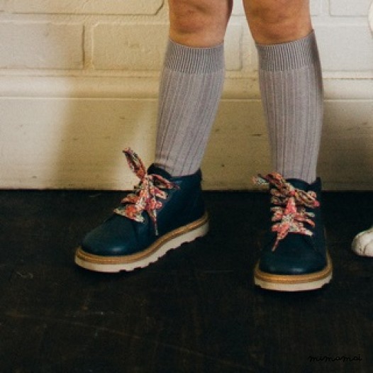 Hattie navy monkey boot with Liberty laces