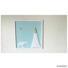 Cadre decoratif Mon ours polaire mod&egrave;le bleu 50x50 cm
