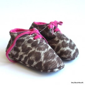12-18 Months Slippers / Baby Shoes Lamb Leather leopard